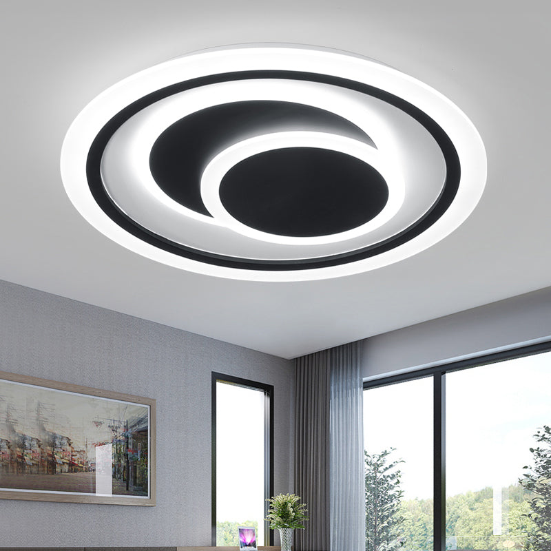 Black Disk Shaped Flush Light Minimalism Metal Surface Mounted Led Ceiling Light for Bedroom