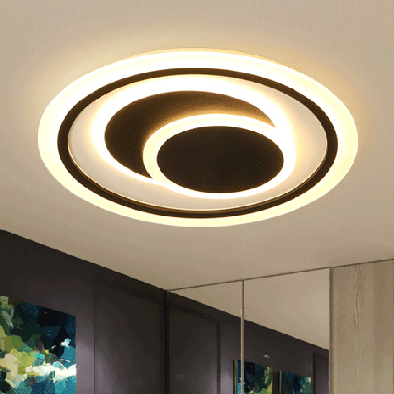 Black Disk Shaped Flush Light Minimalism Metal Surface Mounted Led Ceiling Light for Bedroom