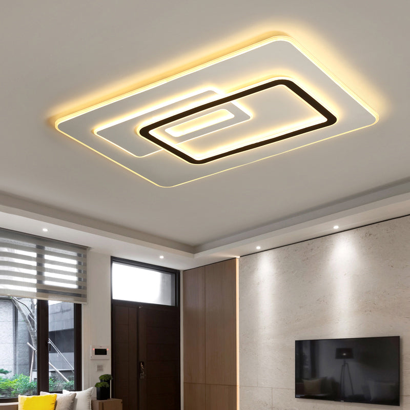 Rectangle Flush Ceiling Light Minimalist Acrylic White Ultrathin LED Flush-Mount Light Fixture