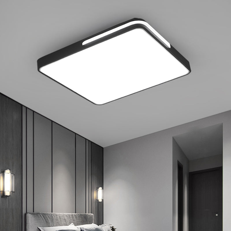 Lámpara de techo empotrada cuadrada nórdica de acrílico LED para dormitorio en negro