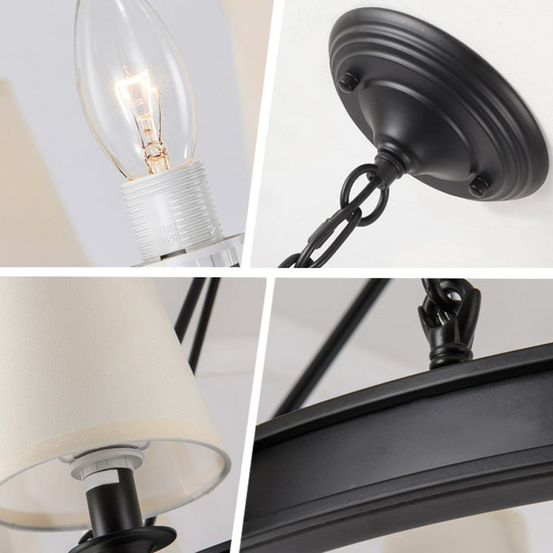 Tapered Ceiling Suspension Lamp Simplicity Fabric Chandelier Lighting for Living Room