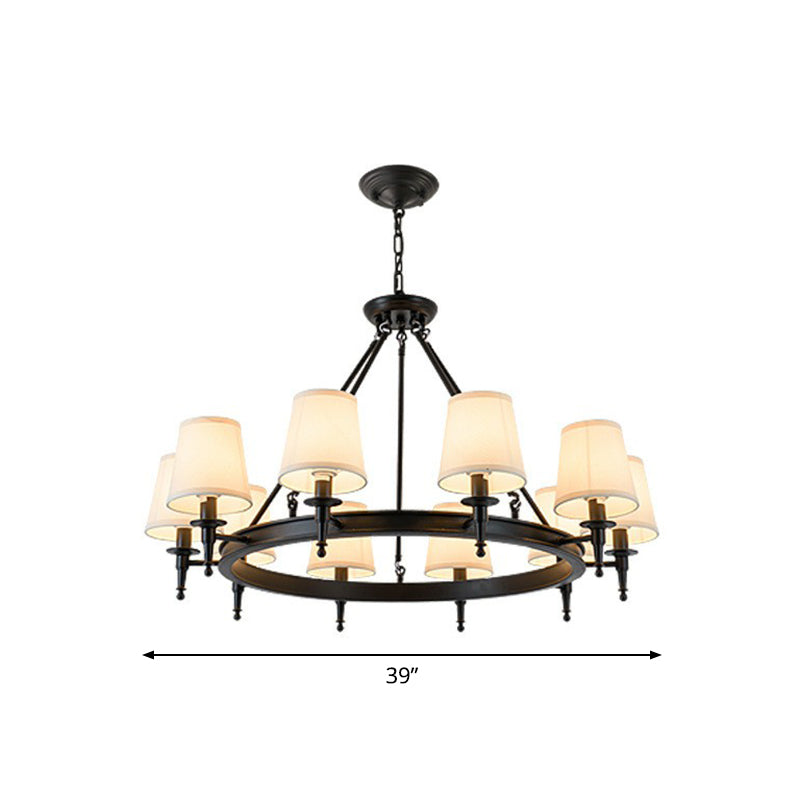 Tapered Ceiling Suspension Lamp Simplicity Fabric Chandelier Lighting for Living Room