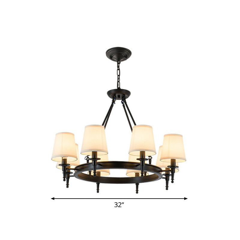 Tapered Ceiling Suspension Lamp Simplicity Fabric Chandelier Lighting for Living Room