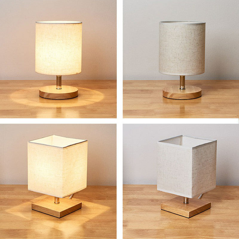 Flaxen e legno piccolo tavolo leggero minimalismo in tessuto a 1 luce lampada notturna per camera da letto