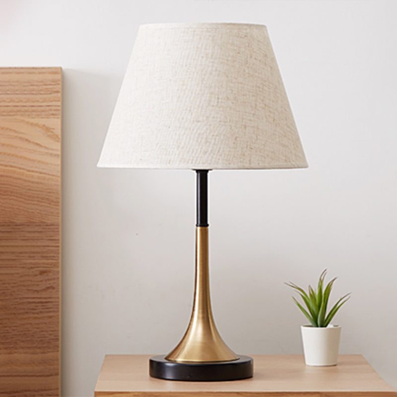 Simplicity Empire Shade Table Light Fabric 1 Bulb Bedroom Night Lighting in Brass