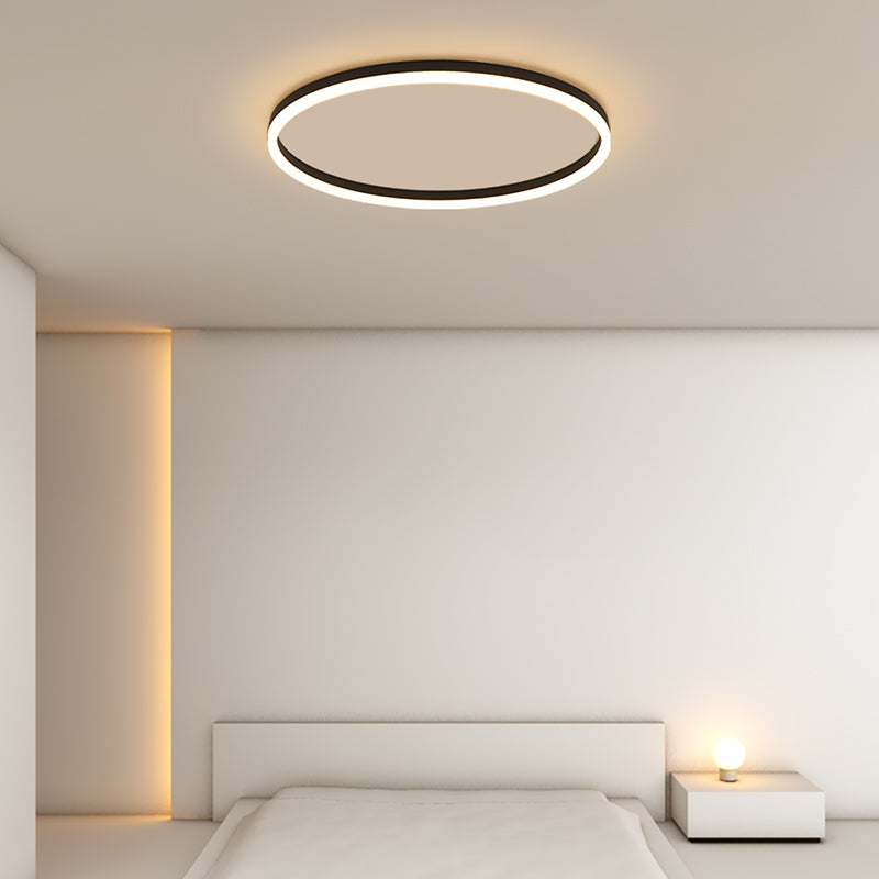 Simplicidad de bucle Ultrafino Lámpara Techo de techo de aluminio Corredor de montaje de LED de montaje en negro