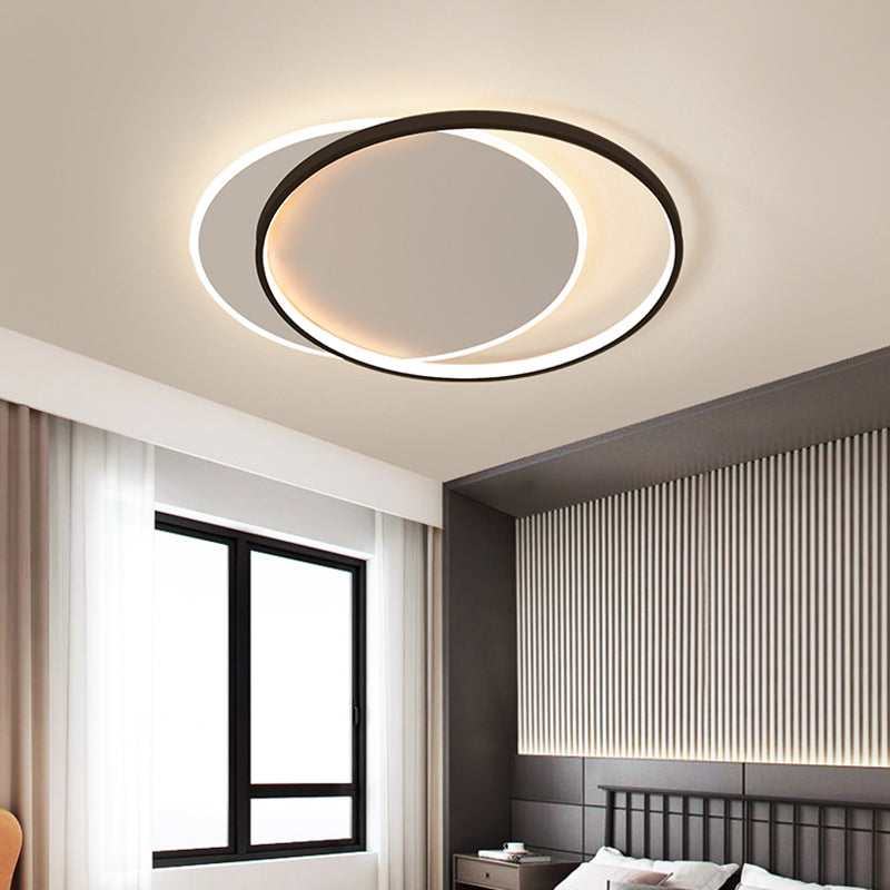 Lámpara de techo empotrada Eclipse, lámpara empotrada LED minimalista de metal para dormitorio en blanco y negro