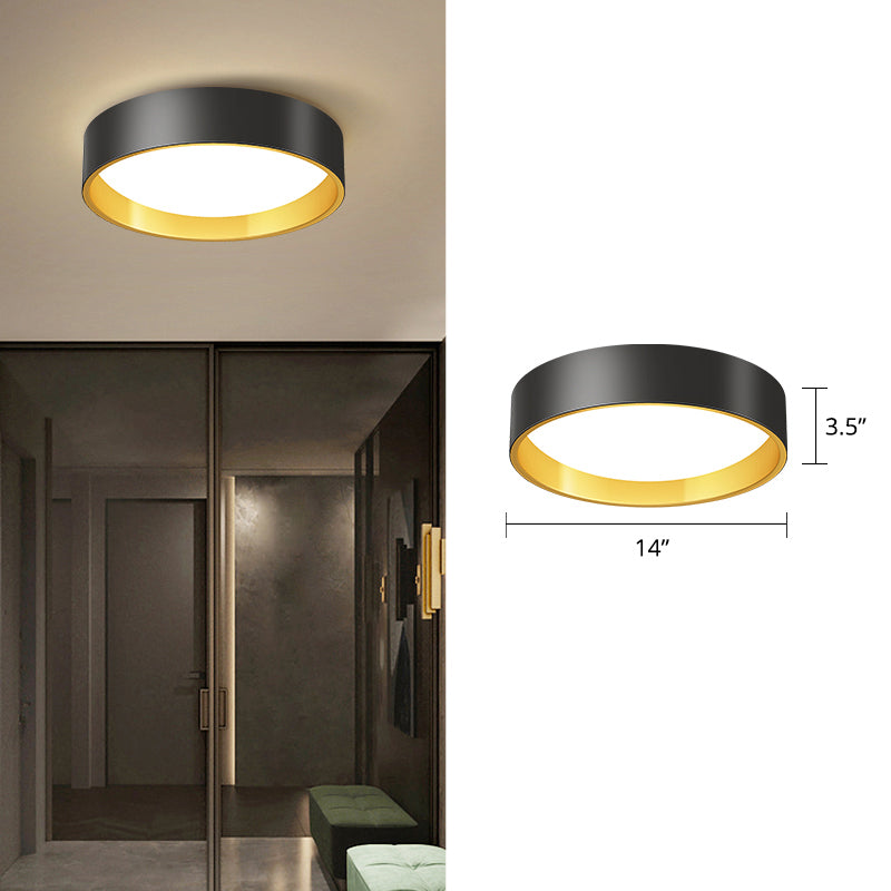 Lámpara de techo LED redonda de simplicidad con montaje empotrado de metal con difusor acrílico para dormitorio