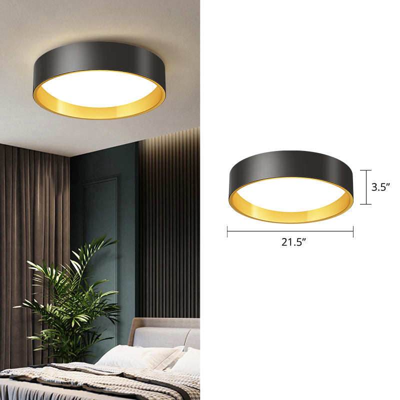 Lámpara de techo LED redonda de simplicidad con montaje empotrado de metal con difusor acrílico para dormitorio