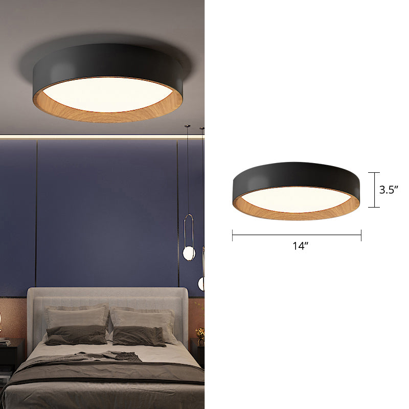 Lámpara de techo LED redonda de simplicidad con montaje empotrado de metal con difusor acrílico para dormitorio
