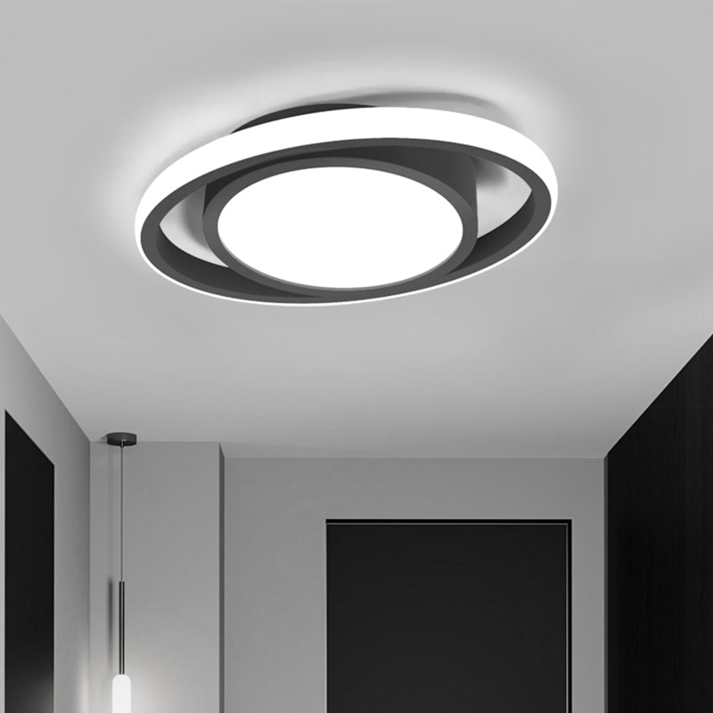 Corridor LED Flush Mount Light Fixture Modernism Ceiling Light with Elliptical Acrylic Shade