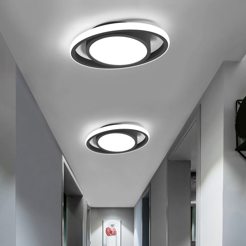 Corridor LED Flush Mount Light Fixture Modernism Ceiling Light with Elliptical Acrylic Shade