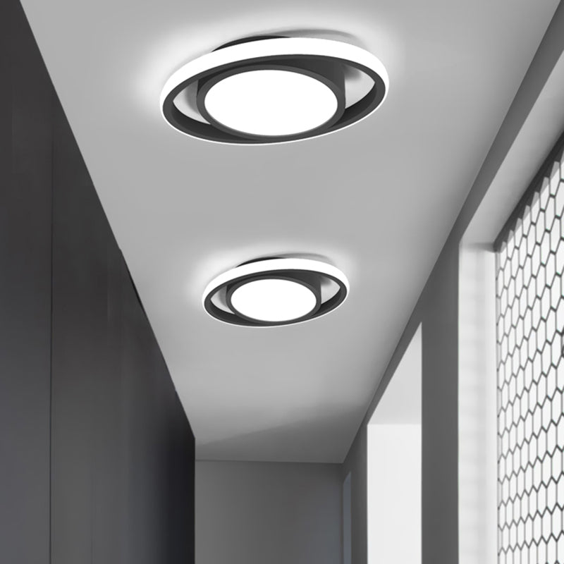 Corridor LED Flush Mount Light Fixture Modernism Ceiling Light with Elliptical Acrylic Shade