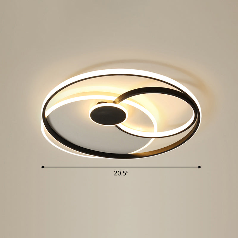 Cirkel Gevormd Plafond Flush Light Nordic Metal LED Slaapkamer Flushmount in zwart en wit