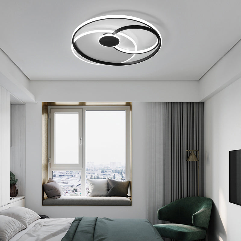 Cirkel Gevormd Plafond Flush Light Nordic Metal LED Slaapkamer Flushmount in zwart en wit