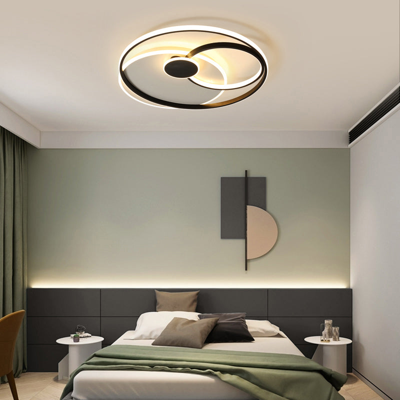 Cirkel Gevormd Plafond Flush Light Nordic Metal LED Slaapkamer Flushmount in zwart en wit