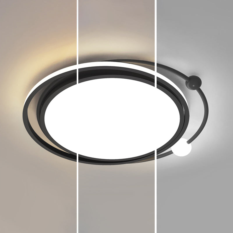 Black Finish Round Ceiling Lamp Simplicity LED Acrylic Flush Mount Lighting for Bedroom