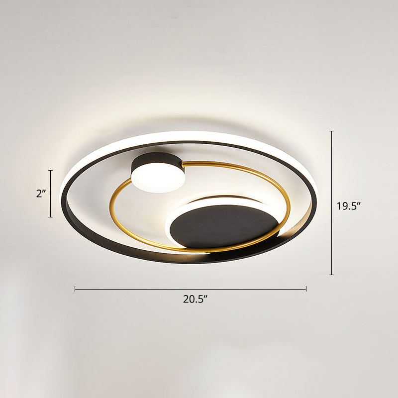 Metal Circular Flush Mount Led Light Postmodern Ceiling Mount Light Fixture for Bedroom
