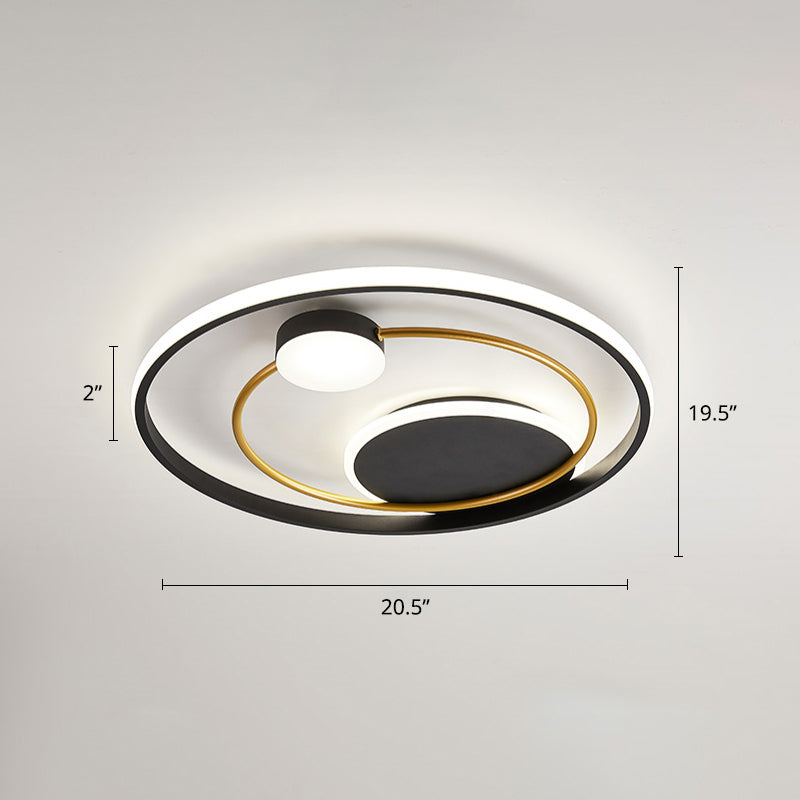 Metal Circular Flush Mount Led Light Postmodern Ceiling Mount Light Fixture for Bedroom