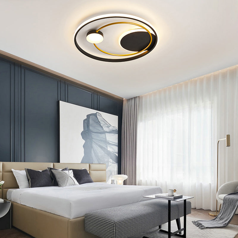 Metal Circular Flush Mount Led Light Postmodern Ceiling Mount Light Fixture for Bedroom