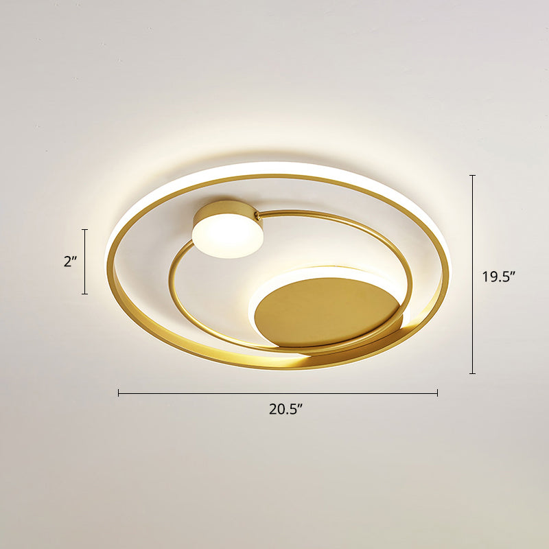 Metal Circular Flush Mount Led Light Postmodern Ceiling Mount Light Fixture for Bedroom