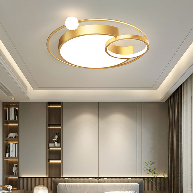 Nordic Moon Shaped Flush Mount Metal Bedroom LED Close to Ceiling Lighting Fixture