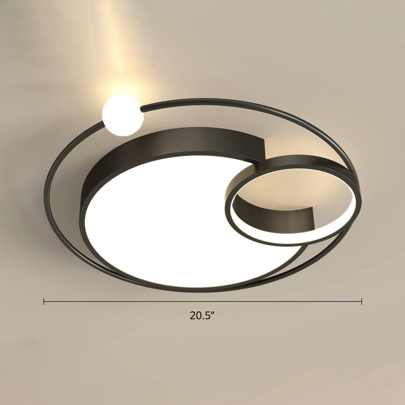 Nordic Moon Shaped Flush Mount Metal Bedroom LED Close to Ceiling Lighting Fixture