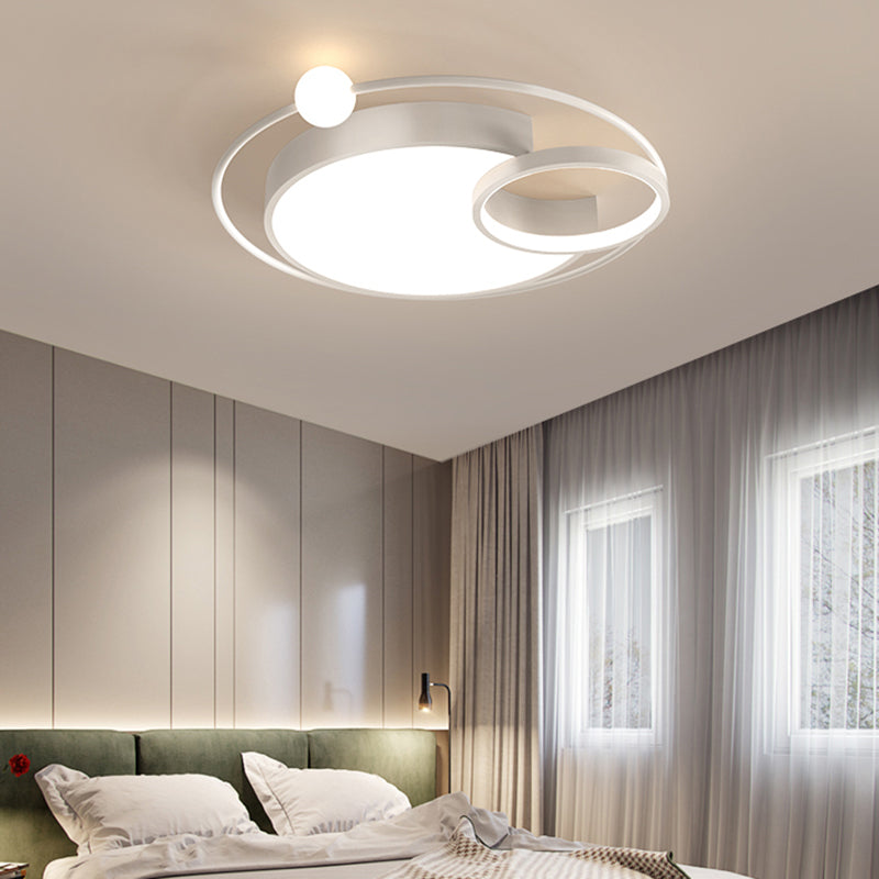 Nordic Moon Shaped Flush Mount Metal Bedroom LED Close to Ceiling Lighting Fixture