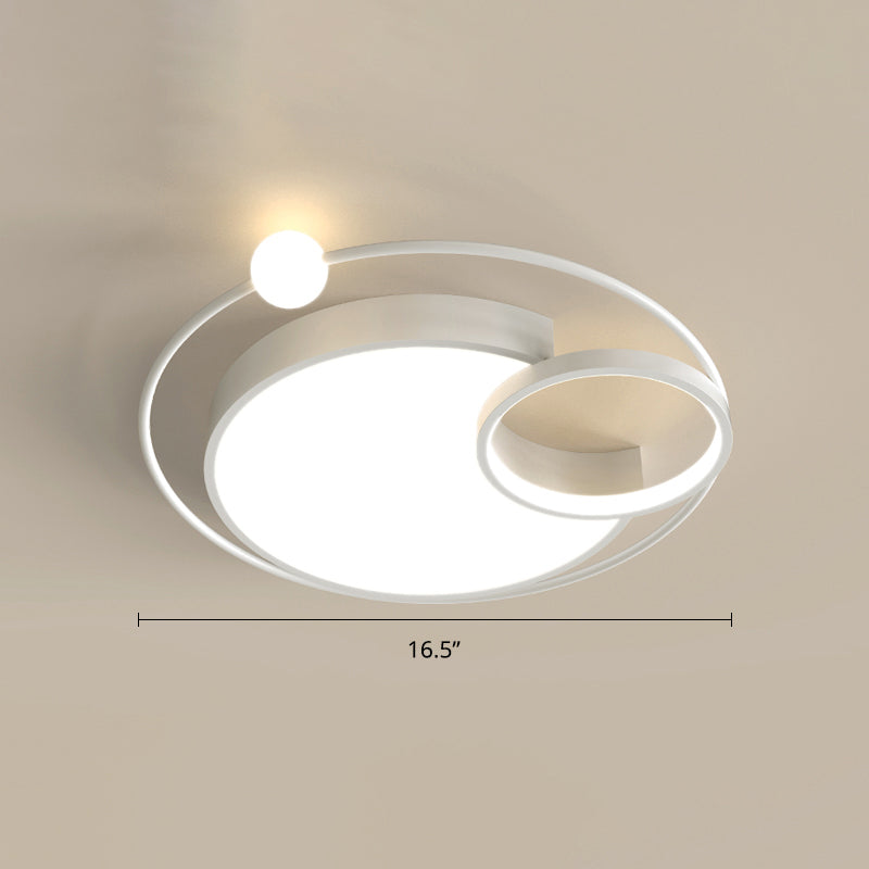 Nordic Moon Shaped Flush Mount Metal Bedroom LED Close to Ceiling Lighting Fixture