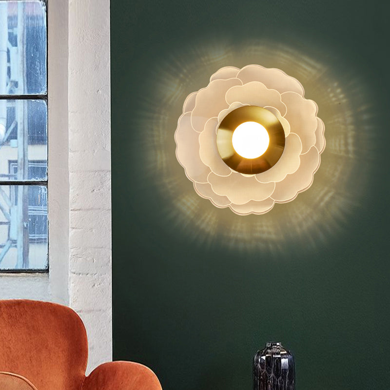 Clear Flower Wall Sconce Light Art Deco Acrylic LED Wall Lighting for Living Room