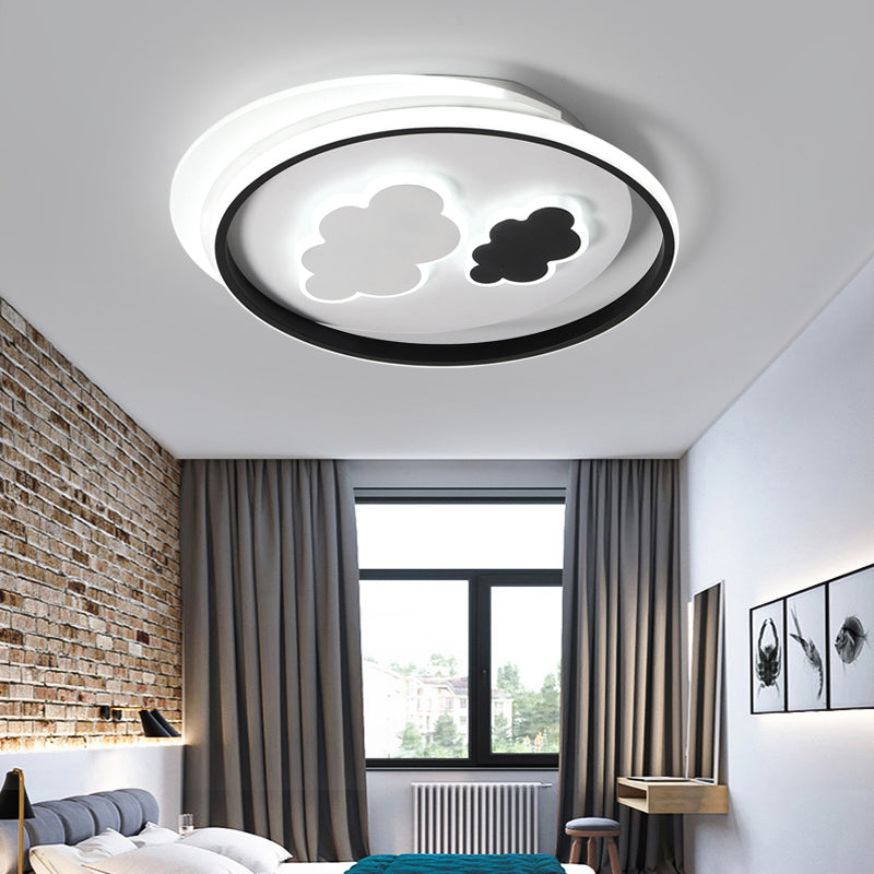 Cloud-Unterputz-Deckenleuchte für Kinderzimmer, Acryl, minimalistische LED-Einbauleuchte in Schwarz-Weiß