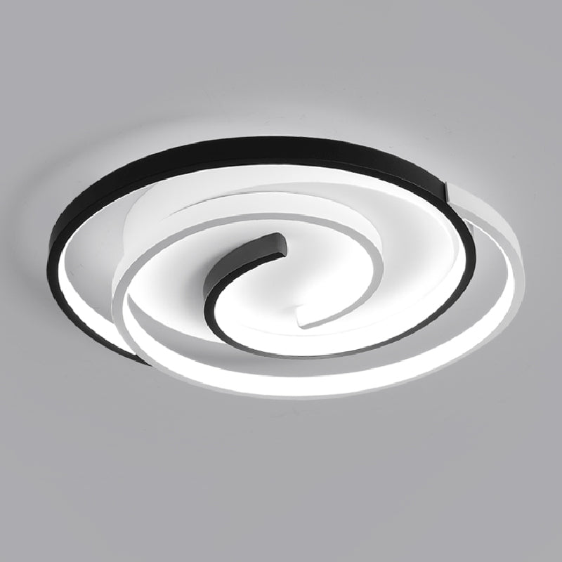 Black and White Swirl Ceiling Light Simple Metal LED Flush Mount Lighting Fixture for Bedroom