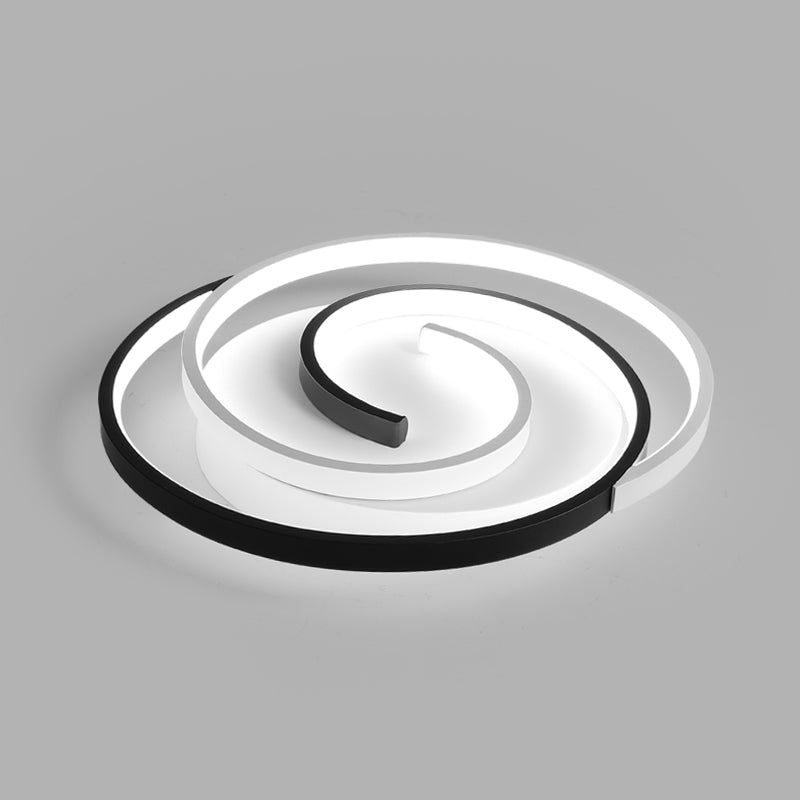 Black and White Swirl Ceiling Light Simple Metal LED Flush Mount Lighting Fixture for Bedroom
