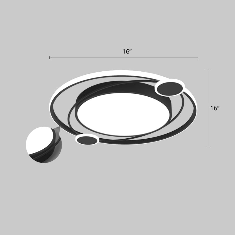 Minimalist Round Ceiling Mounted Fixture Acrylic Bedroom LED Flush Mounted Light in Black