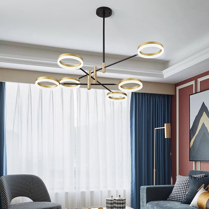 ANELLO REGOLABILE ANELLO LAMONO Postmoderno soggiorno acrilico LED LED LUCE IN NERO GOLD