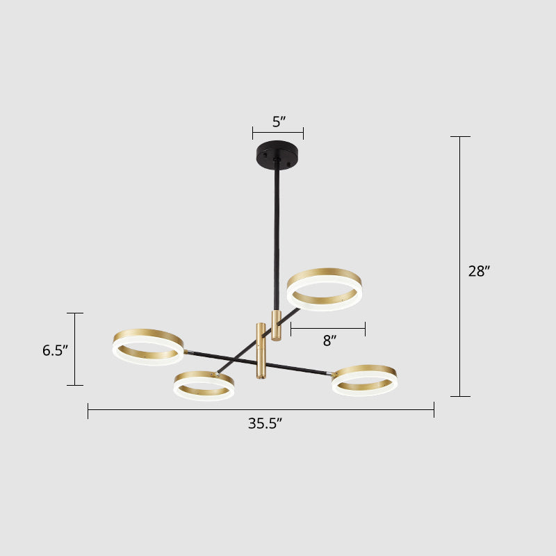 ANELLO REGOLABILE ANELLO LAMONO Postmoderno soggiorno acrilico LED LED LUCE IN NERO GOLD