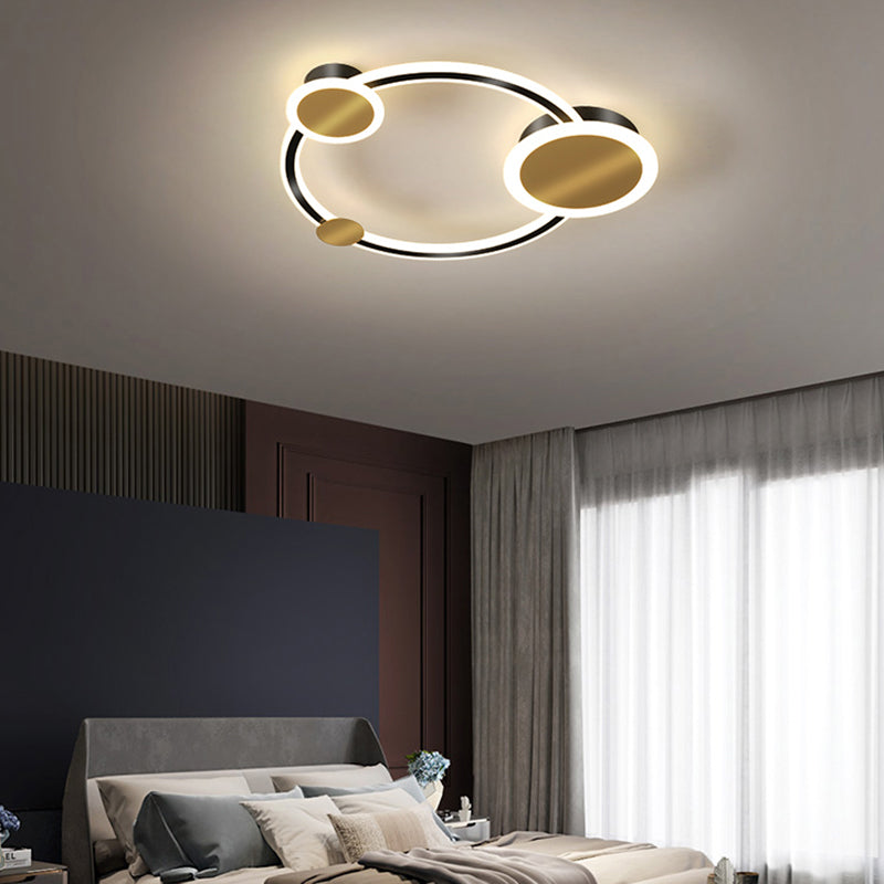 Acrylic Loop Shaped Flushmount Light Simplicity LED Gold Finish Ceiling Fixture for Bedroom