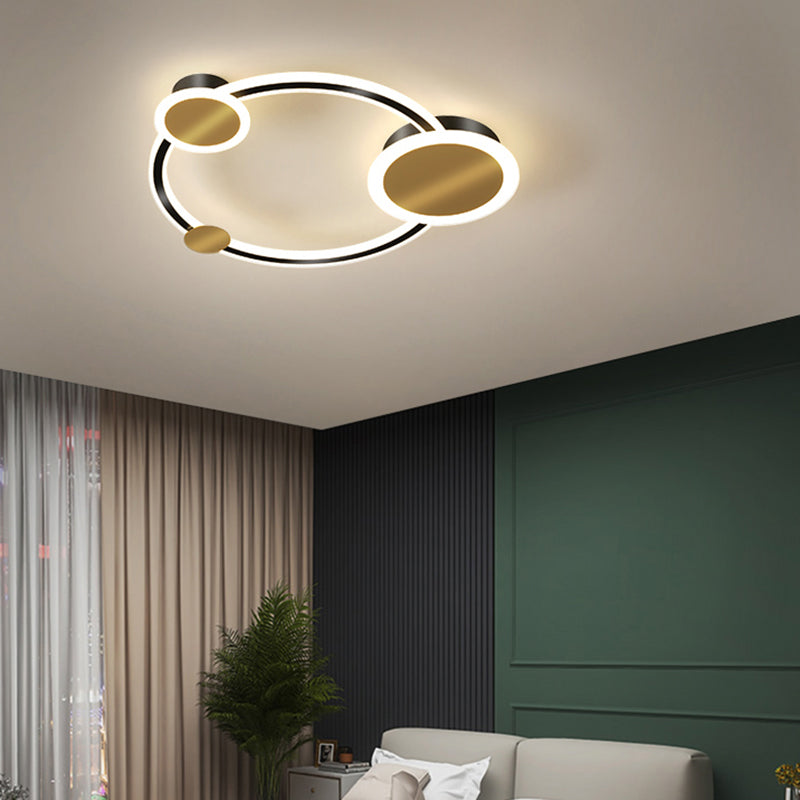 Acrylic Loop Shaped Flushmount Light Simplicity LED Gold Finish Ceiling Fixture for Bedroom
