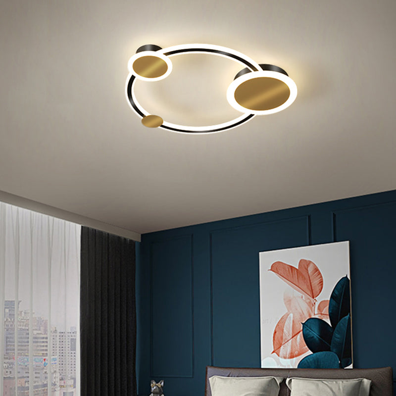 Acrylic Loop Shaped Flushmount Light Simplicity LED Gold Finish Ceiling Fixture for Bedroom