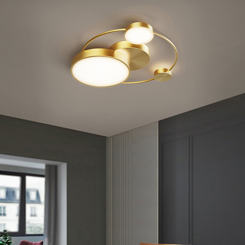 Acrylic Loop Shaped Flushmount Light Simplicity LED Gold Finish Ceiling Fixture for Bedroom