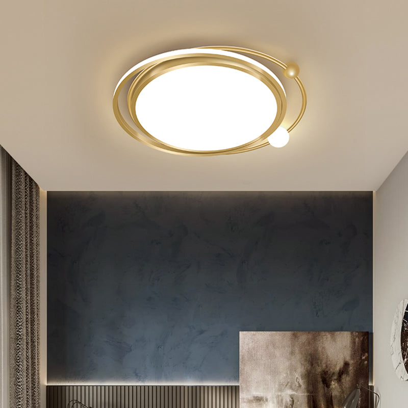 Acrylic Loop Shaped Flushmount Light Simplicity LED Gold Finish Ceiling Fixture for Bedroom