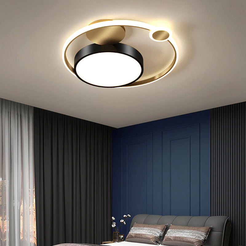 Acrylic Loop Shaped Flushmount Light Simplicity LED Gold Finish Ceiling Fixture for Bedroom