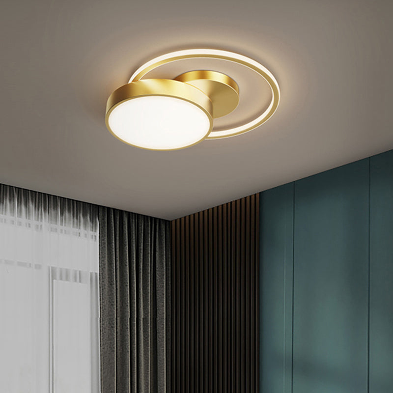 Acrylic Loop Shaped Flushmount Light Simplicity LED Gold Finish Ceiling Fixture for Bedroom