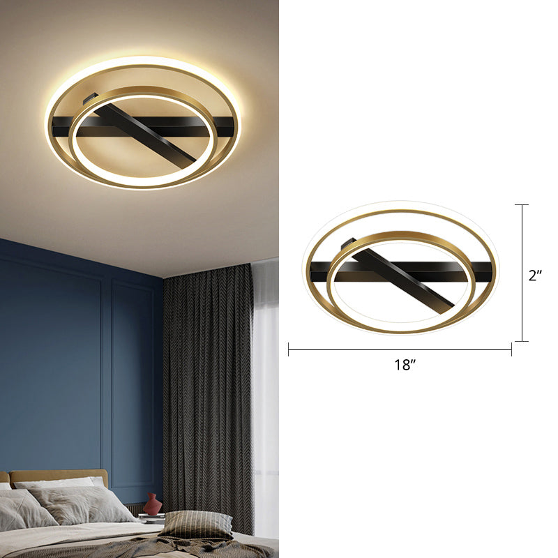 Acrylic Loop Shaped Flushmount Light Simplicity LED Gold Finish Ceiling Fixture for Bedroom