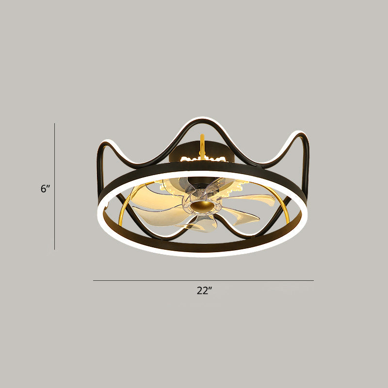 Metallkronenförmige Deckenlüfter Leuchtkinder LED LED SEMI Flush Mount Lighting mit Fernbedienung