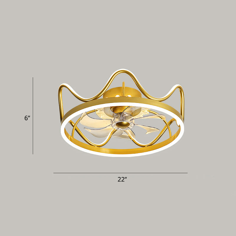 Metallkronenförmige Deckenlüfter Leuchtkinder LED LED SEMI Flush Mount Lighting mit Fernbedienung