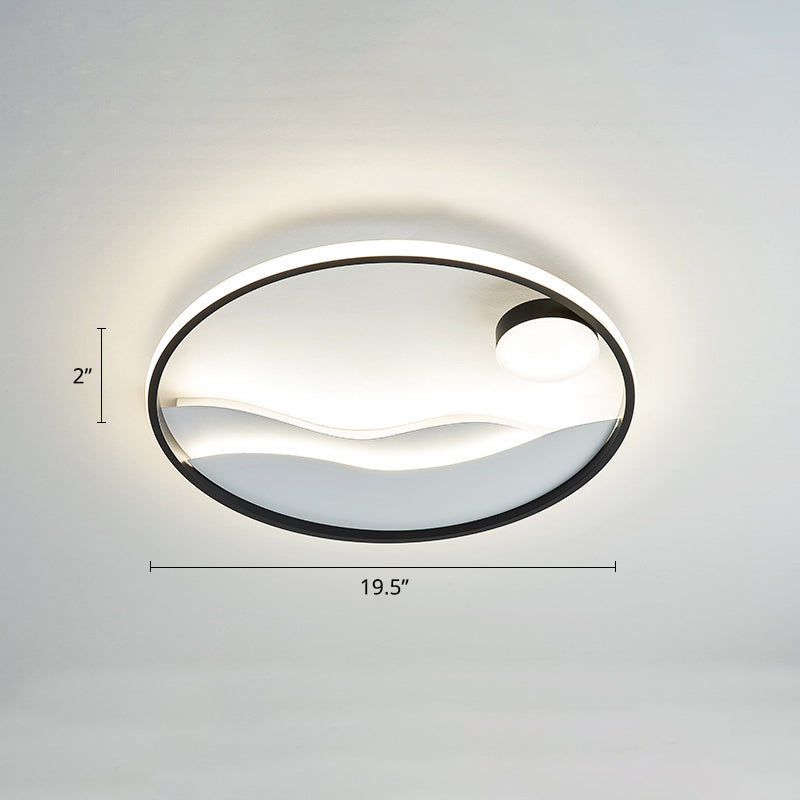 Sunrise and Sea Ceiling Light Artistic Metal Bedroom LED Flush Mount with Halo Ring