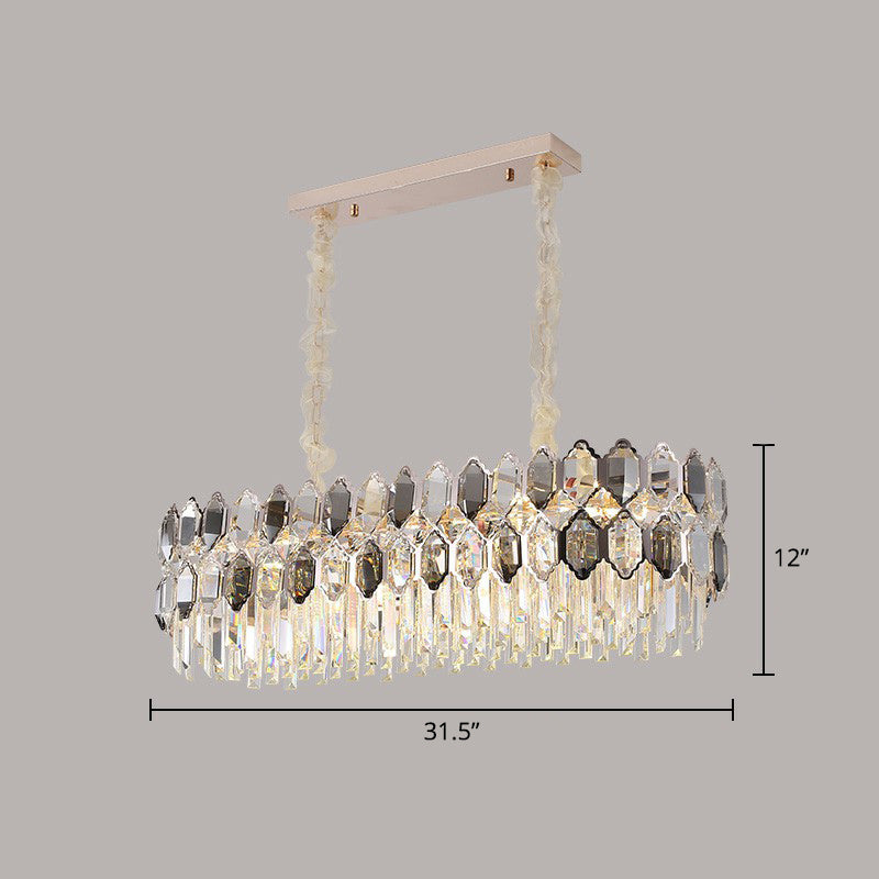 Tiered Ceiling Chandelier Modern Luxurious Smoke Grey Crystal Hanging Light for Living Room