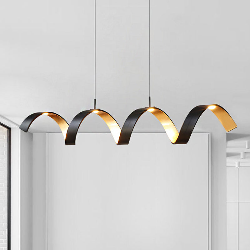 Schwarz -Gold -Twisted Deckenlampe Einfachheit Ein leichtes Acryl -Kronleuchter -Anhänger über Tisch