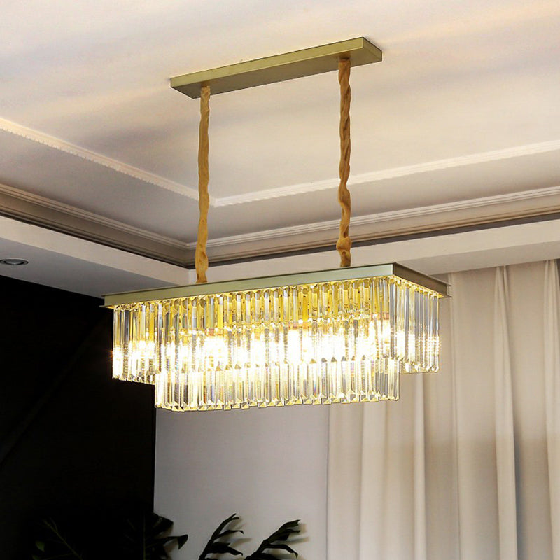 Rectangular Island Light Minimalist Prismatic Crystal Restaurant Hanging Pendant Light